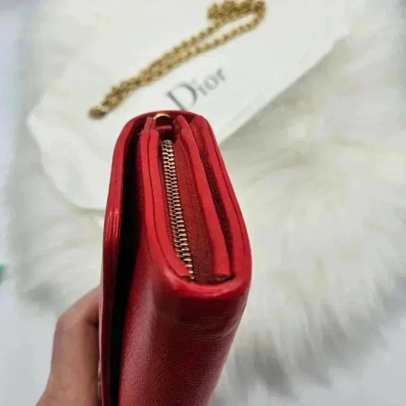 Dior Textured Red Grained Leather Wallet-on-Chain - Picture 12 of 16